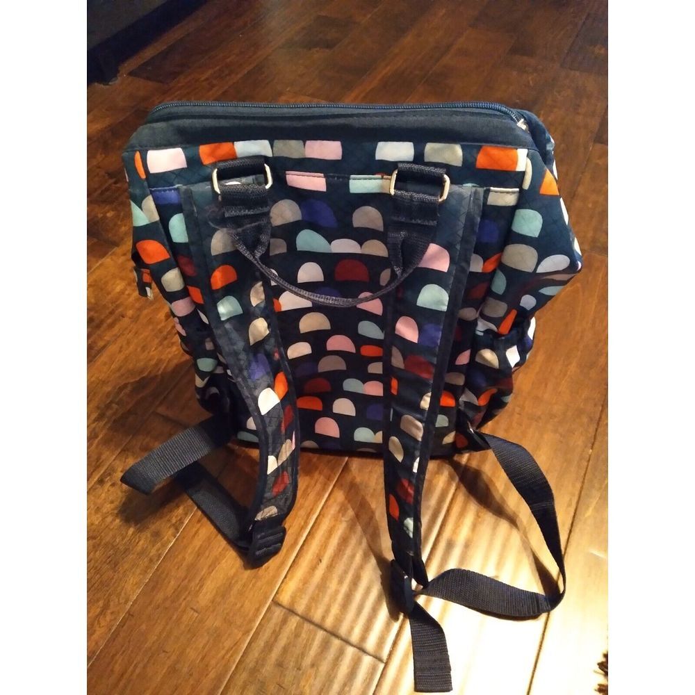 Modern Geometric Pattern Backpack Multi-Pocket Navy Blue Travel School Bag